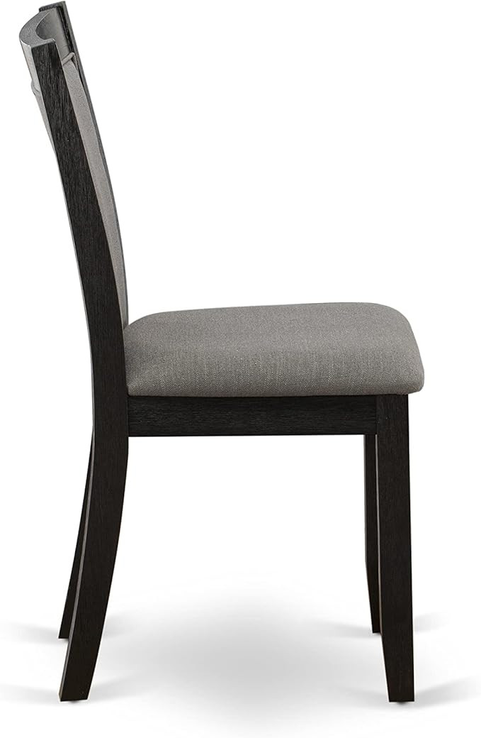 East West Furniture X677MZ650-9 9 Piece Dining Set Includes a Rectangle Dining Room Table with X-Legs and 8 Dark Gotham Grey Linen Fabric Upholstered Chairs, 40x72 Inch, Multi-Color