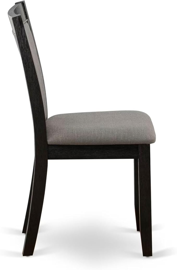 East West Furniture V697MZ650-7 7 Piece Dinette Set Consist of a Rectangle Dining Room Table with V-Legs and 6 Dark Gotham Grey Linen Fabric Upholstered Chairs, 40x72 Inch, Multi-Color