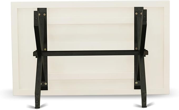East West Furniture X626DR124-7 7 Piece Kitchen Table Set Consist of a Rectangle Dining Table with X-Legs and 6 Black Color Linen Fabric Parson Dining Chairs, 36x60 Inch, Multi-Color