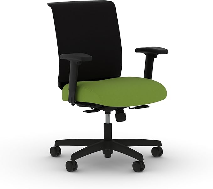 HON Convergence Ergonomic Office Chair, Breathable Back Support Mesh, Adjustable Arms, Computer Chair with Lumbar Support, Rolling Swivel Wheels, Comfortable Synchro-Tilt Recline, Fabric, Pear