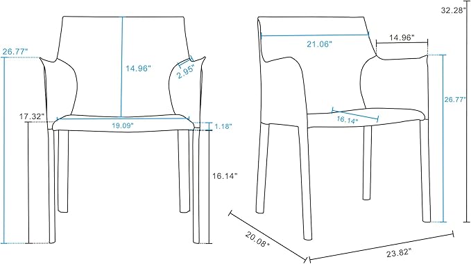 Manhattan Comfort Paris Modern Saddle Leather Dining Chairs, Metal Frame, Comfortable Padded Seat, Fully Assembled Armchair Accent Furniture, Set of 4, Yellow
