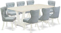 East West Furniture V027SI215-9 9 Piece Kitchen Table Set Includes a Rectangle Dining Table with V-Legs and 8 Baby Blue Linen Fabric Parson Dining Room Chairs, 40x72 Inch, Multi-Color