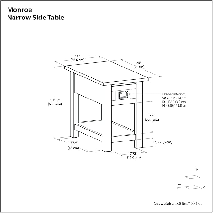 SIMPLIHOME Monroe SOLID ACACIA WOOD 14 inch Wide Rectangle Rustic Narrow Side Table in Distressed Charcoal Brown for the Living Room and Bedroom