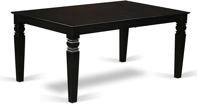 East West Furniture LGPF9-BLK-C 9 Piece Dining Set Includes a Rectangle Dining Table with Butterfly Leaf and 8 Linen Fabric Kitchen Room Chairs, 42x84 Inch, Black