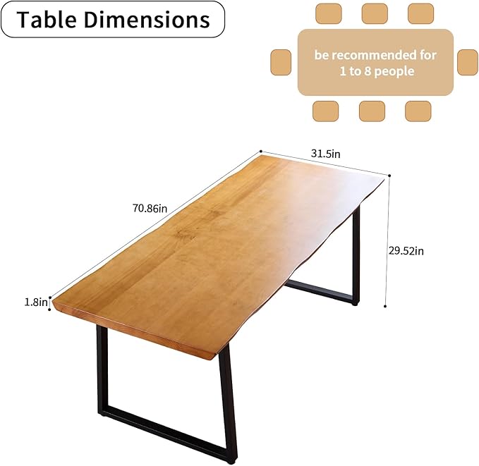Modern Solid Wood Executive Desk – Spacious and Minimalist Home Office Workstation Perfect for Writing and Professional Use (Light Brown, 70.87in)