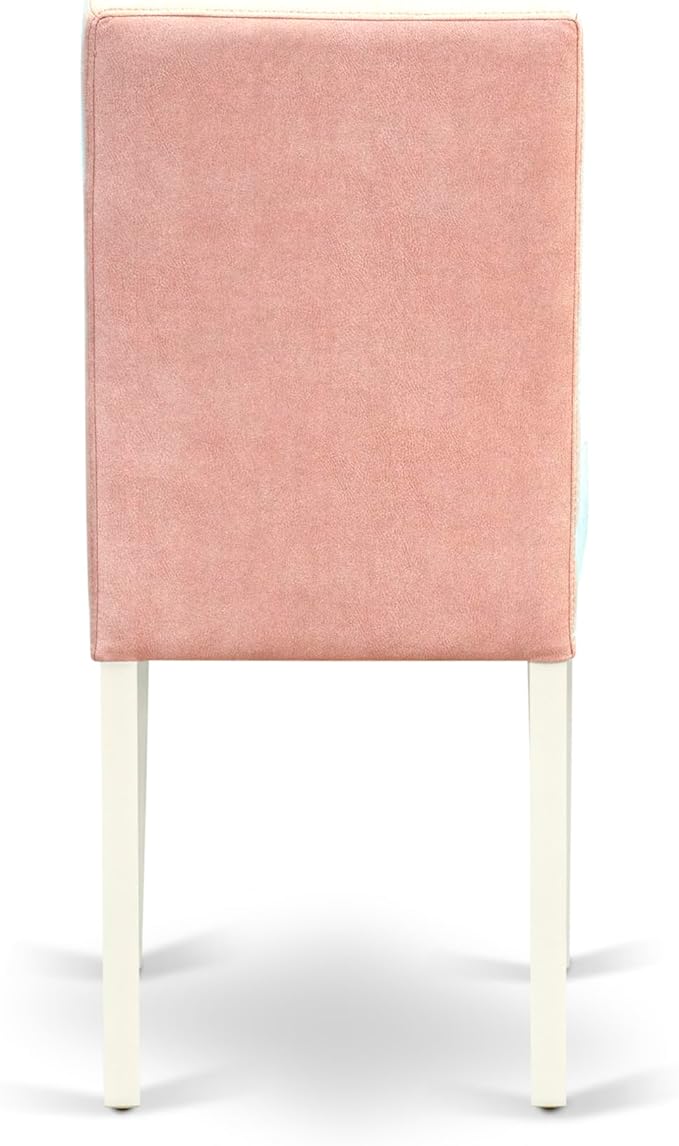 East West Furniture DOAS7-LWH-42 7 Piece Dinette Table Set Consists A Dinner Table and 6 Beige Red Polyester Fabric Parson Dining Chairs with Stylish Back- Linen White Finish
