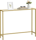 VASAGLE Entryway Table, Console Table, Tempered Glass Tabletop, Modern Sofa Table, Easy Assembly, with Adjustable Feet, for Living Room, Entryway, Pale Gold and Transparent ULGT132A01