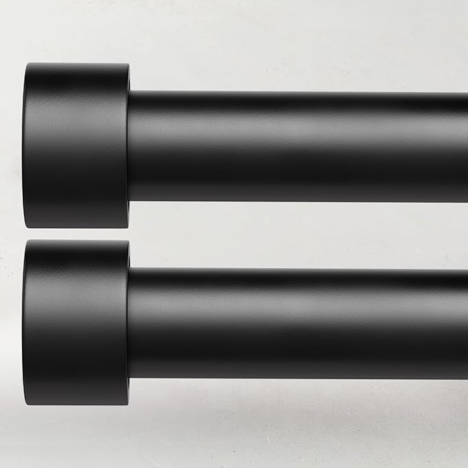 2 Pack Curtain Rods for Windows 66 to 120 Inch(5.5-10ft), 1 Inch Black Heavy Duty Curtain Rod Set, Adjustable Extra Long Outdoor Drapery Rods for Patio, Size 32"- 120"