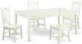 East West Furniture DOVE5-LWH-W 5 Piece Dining Set Includes a Rectangle Dining Room Table with Butterfly Leaf and 4 Wood Seat Chairs, 42x78 Inch, Linen White