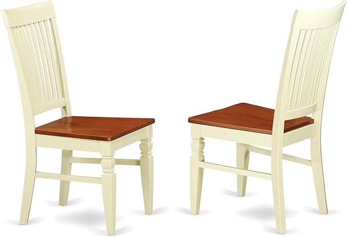 East West Furniture QUWE5-BMK-W 5 Piece Kitchen Table & Chairs Set Includes a Rectangle Dining Room Table with Butterfly Leaf and 4 Dining Chairs, 40x78 Inch, Buttermilk & Cherry
