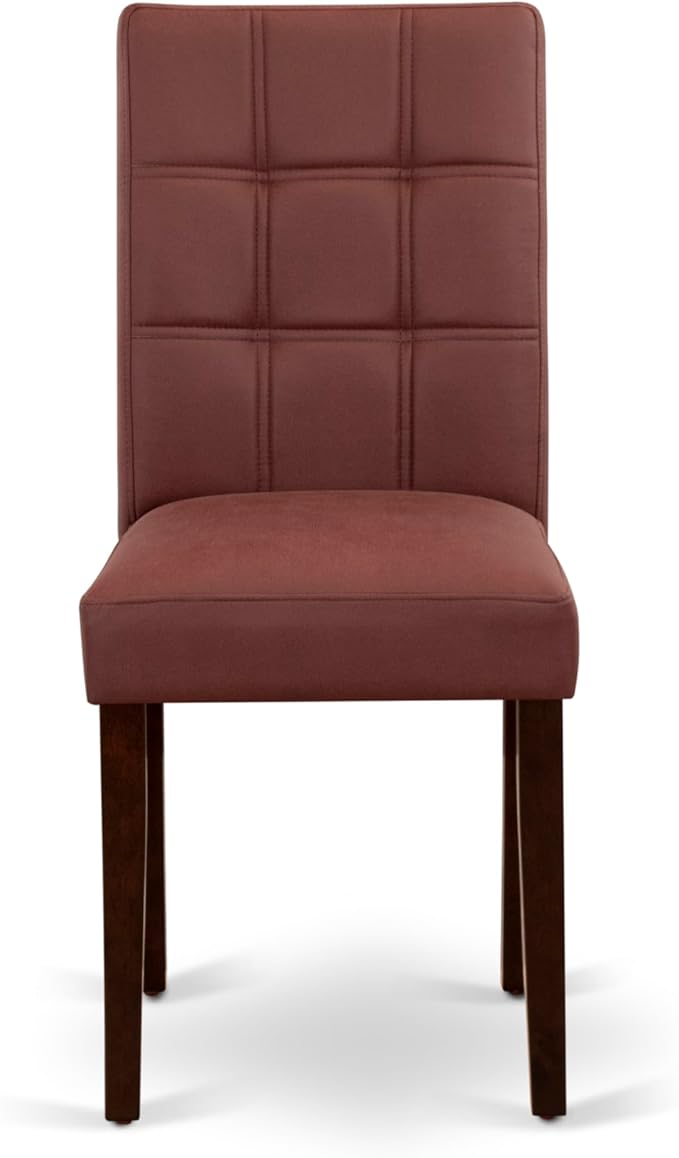 East West Furniture DOAS7-MAH-26 7 Piece Dining Table Set Contain A Dining Room Table and 6 Burgundy Polyester Fabric Upholstered Chairs, Mahogany