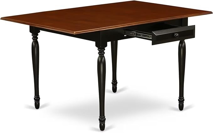 East West Furniture MZAN5-BCH-W 5 Piece Kitchen Table & Chairs Set Includes a Rectangle Dining Room Table with Dropleaf and 4 Dining Chairs, 36x54 Inch, Black & Cherry