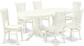 East West Furniture VAVA7-LWH-W 7 Piece Dining Room Table Set Consist of an Oval Kitchen Table with Butterfly Leaf and 6 Dining Chairs, 40x76 Inch, Linen White