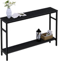 Narrow Console Table, 47 Inch Sofa Table with Adjustable Shelf, 2-Tier Long Skinny Table for Hallway, Entryway, Living Room, Foyer, Black