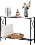 Wimarsbon Console Table,Multifunctional Sofa Side Table with Shelves,Behind Couch TV Tables with Metal Frame,Accent Display Stand for Hallway,Entrance (41.9" 2-Layer White Faux Marble + Black Frame)