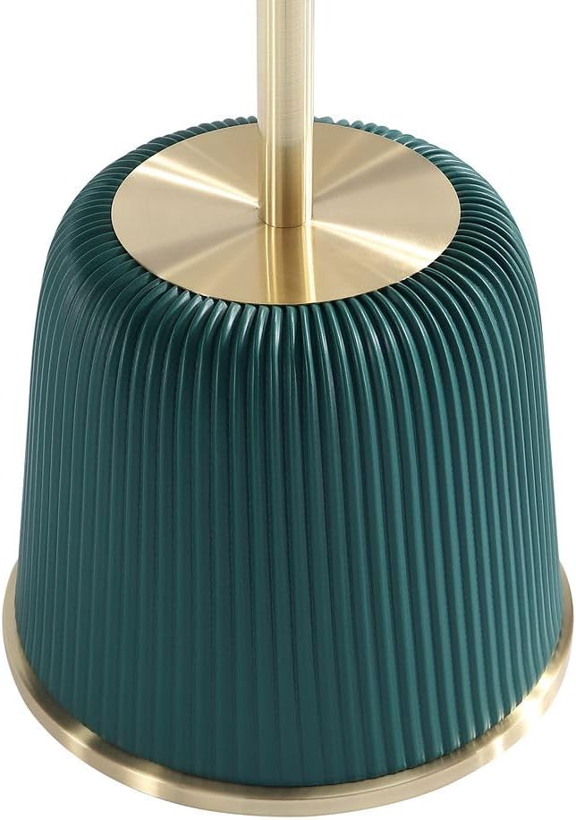 Manhattan Comfort Anderson Modern 15.75" Round End Tables 1.0 - Elegant Leatherette Upholstered Base with Pleated Design & Gold Steel Tabletop, Fully Assembled Accent Furniture, Set of 1, Green