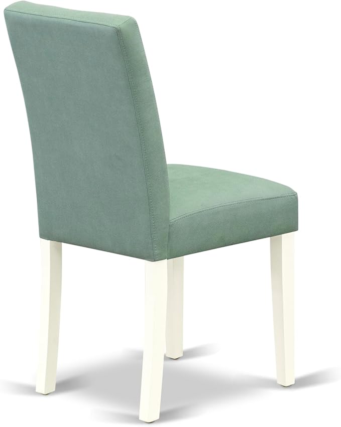 East West Furniture DOAS7-LWH-43 7 Piece Kitchen Dining Table Set Contain A Mid Century Dining Table and 6 Willow Green Polyester Fabric Dining Room Chairs, Linen White