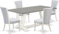 East West Furniture V097VE005-5 5 Piece Kitchen Table Set for 4 Includes a Rectangle Dining Room Table with V-Legs and 4 Grey Linen Fabric Parsons Dining Chairs, 40x72 Inch, Multi-Color