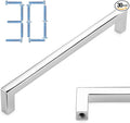 KOOFIZO 30-Pack Solid Square Bar Cabinet Handle - Chrome Furniture Pull, 6.3 Inch/160mm Screwhole Distance for Kitchen Cupboard Door, Bedroom Dresser Drawer, Bathroom Wardrobe Hardware