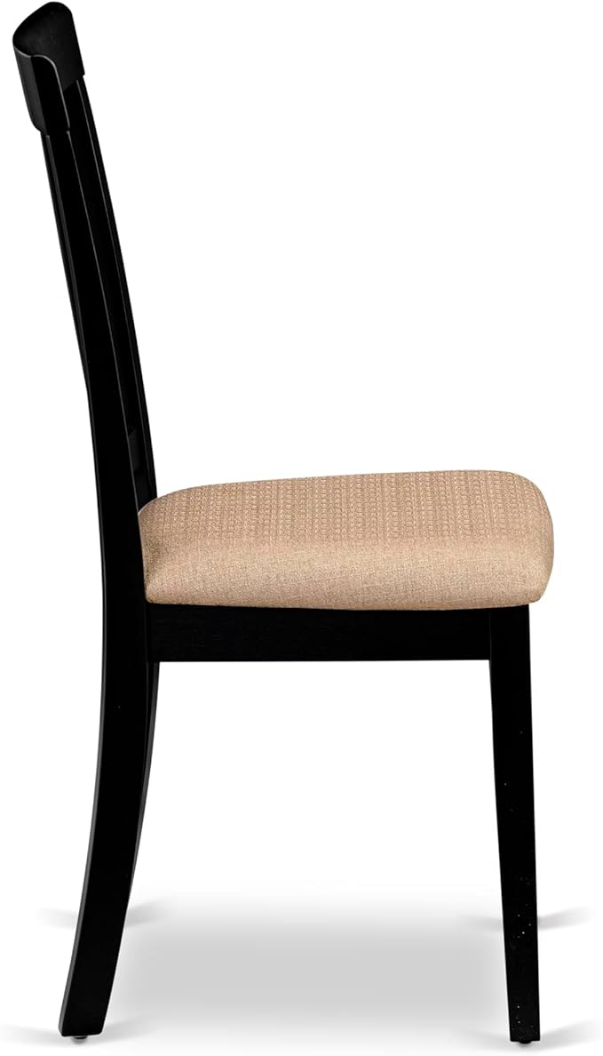 East West Furniture LGAN5-BCH-C 5 Piece Kitchen Table Set for 4 Includes a Rectangle Dining Room Table with Butterfly Leaf and 4 Linen Fabric Upholstered Chairs, 42x84 Inch, Black & Cherry