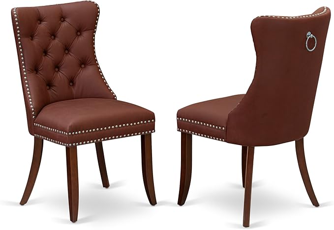East West Furniture DODA7-MAH-26 7 Piece Dining Room Set Consists of a Rectangle Wooden Table with Butterfly Leaf and 6 Polyester Fabric Upholstered Chairs, 42x78 Inch, Mahogany