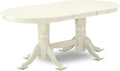 East West Furniture VAAB5-LWH-64 5 Piece Dining Set Includes an Oval Dining Room Table with Butterfly Leaf and 4 White Faux Leather Upholstered Parson Chairs, 40x76 Inch, Linen White