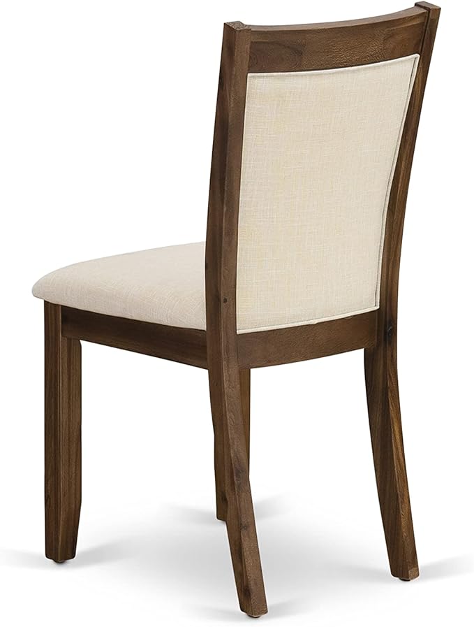 East West Furniture X797MZN32-5 5 Piece Dining Set Includes a Rectangle Dining Room Table with X-Legs and 4 Light Beige Linen Fabric Upholstered Parson Chairs, 40x72 Inch, Multi-Color