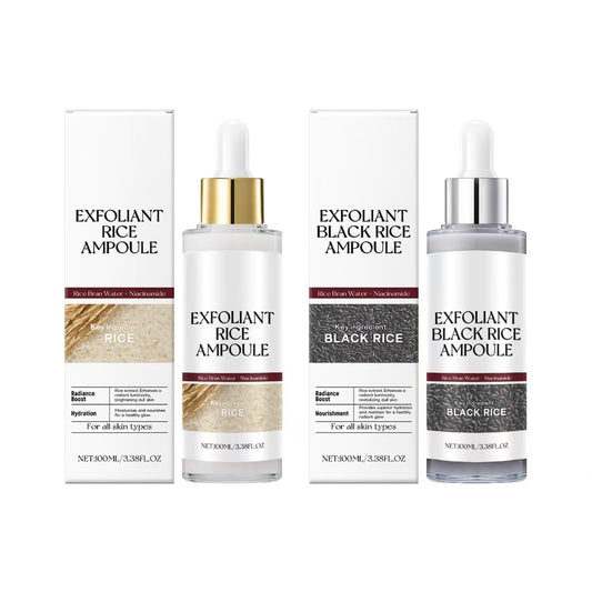 2PCS Black and White Rice Peeling, New Soft Rice Exfoliating Face and Body, Black and White Rice Exfoliant for All Skin Types, Gentle Peel & Deep Hydration - (White+Black)