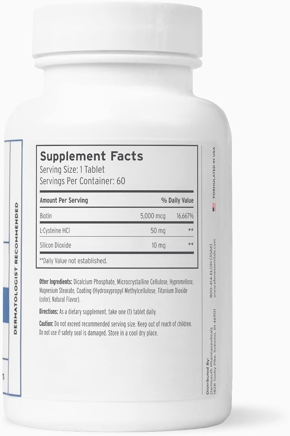 Elon Matrix 5000 - Biotin 5000mcg Vitamins for Hair Growth w/Extended Release - Promotes Healthy & Strong Hair - Pack of 2 (120 Day Supply)