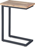 SIMPLIHOME Skyler 18-inch Wide Solid Mango/Metal Industrial C-Shaped End Table in Natural/Charcoal for Living Room, Office, or Bedroom, Assembled
