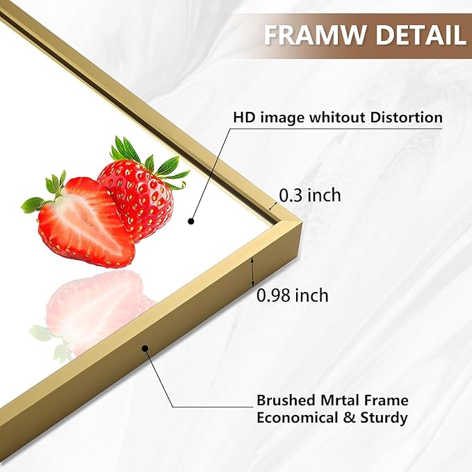 Gold Bathroom Mirror, 24"x32" Rectangle Mirror, Brushed Gold Mirror, Metal Frame Square Corner Vanity Mirror, Wall Mounted Mirror for Modern, Living Room, Bedroom, Horizontal Or Vertical