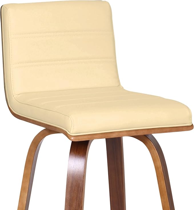 Armen Living Vienna 26" Swivel Counter Stool in Walnut Wood Finish with Cream Faux Leather - Set of 3