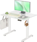 Claiks Small Glass Standing Desk, 35x20 Inch Electric Standing Desk Adjustable Height Quick Install for Computer Workstations, Super White