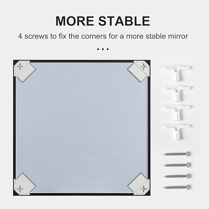 30x48 Inch Black Bathroom Mirror, Copper-Free Mirror, Aluminum Alloy Frame Vanity Mirror, Rectangle Wall Mounted Mirror, Modern Mirror for Bedroom/Living Room/Porch Horizontal or Vertical
