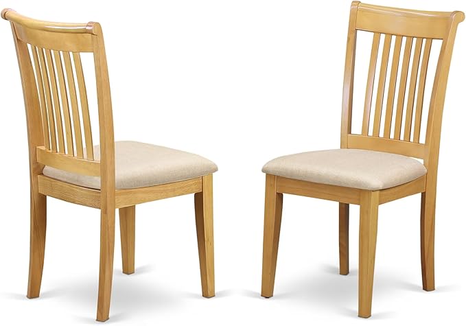 East West Furniture ANPO5-OAK-C 5 Piece Modern Dining Table Set Includes a Round Kitchen Table with Pedestal and 4 Linen Fabric Dining Room Chairs, 36x36 Inch, Oak