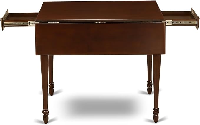 East West Furniture MZDA5-MAH-C 5 Piece Kitchen Table Set for 4 Includes a Rectangle Dining Table with Dropleaf and 4 Linen Fabric Dining Room Chairs, 36x54 Inch, Mahogany
