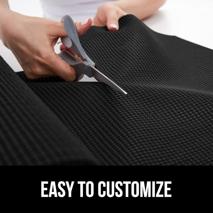 GORILLA GRIP powerGRIP Drawer Shelf and Cabinet Liner, Thick Strong Hold, Non-Adhesive Liners Protect Kitchen Cabinets and Cupboard, Bathroom Drawers, Easy Install, Breathable Mat, 20" x30', Black