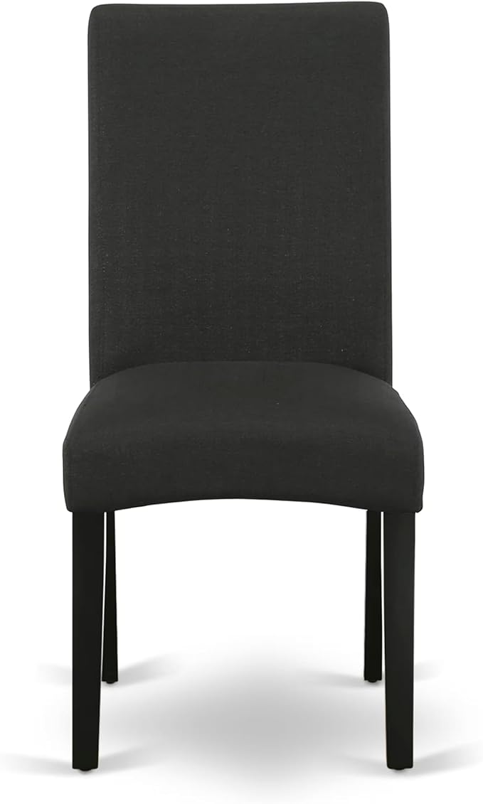 East West Furniture V697DR124-5 5 Piece Dining Room Table Set Includes a Rectangle Dining Table with V-Legs and 4 Black Color Linen Fabric Upholstered Chairs, 40x72 Inch, Multi-Color