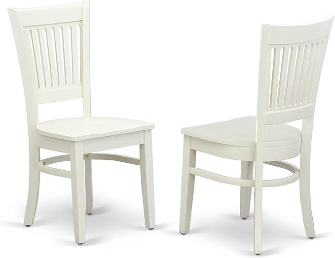 East West Furniture ANVA5-LWH-W 5 Piece Kitchen Table Set for 4 Includes a Round Dining Room Table with Pedestal and 4 Solid Wood Seat Chairs, 36x36 Inch, Linen White