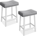GarveeHome Counter Height Bar Stools Set of 2, 24 Inch Barstools for Kitchen Island Counter, Upholstered Padded Barstools with Curved Surface, Easy Assembly, Grey