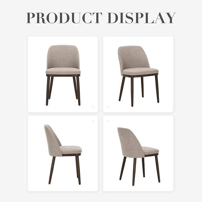 COLAMY Upholstered Dining Chairs Set of 6, Modern Kitchen Chairs with Back, Fabric Side Dining Room Chairs with Wood Legs for Kitchen Dining Room Restaurant, Camel