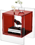 Acrylic Nightstand Colorful Bedside Table with Open Storage Shelf,Clear Side Table for Living Room (1, Red)