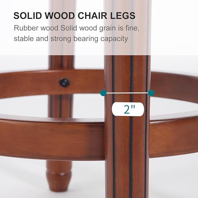 Cow top Leather Wooden Bar Stools, 360 Degree Swivel Bar Height Chair with Backs for Home Kitchen Counter, Morden Chair Barstools (Black-2pc, Counter Height-Seat Height 26”)