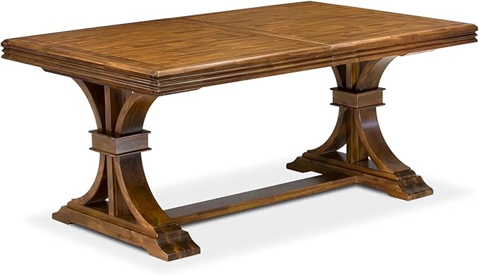 NEFL7-AWA-04-7-Piece Dining Table Set Includes a Rectangular Table and 6 Light Tan Linen Fabric Kitchen Chairs with Padded Chair Back - Antique Walnut Finish.