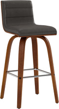 Armen Living Vienna 26" Swivel Counter Stool in Walnut Wood Finish with Gray Faux Leather - Set of 4