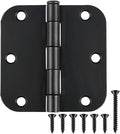 Interior Matte Black Hardware Door Hinges 3.5 Inch 30 Pack 3 1/2" Rounded 5/8" Radius Left Right Hinge for Penthouse Studio Dorm Hut Apartment Home Metal Decor Bisagras para Puertas De Madera 3 ½"
