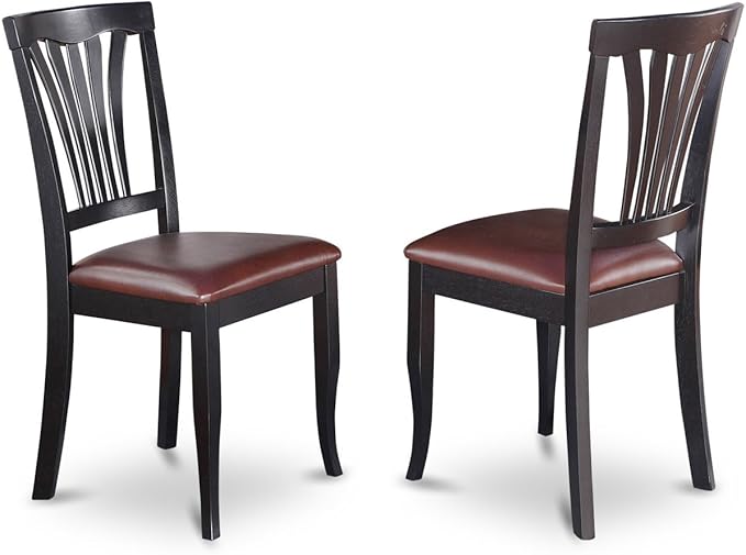 East West Furniture ANAV3-BLK-LC 3 Piece Dining Room Furniture Set Contains a Round Kitchen Table with Pedestal and 2 Faux Leather Upholstered Dining Chairs, 36x36 Inch, Black & Cherry