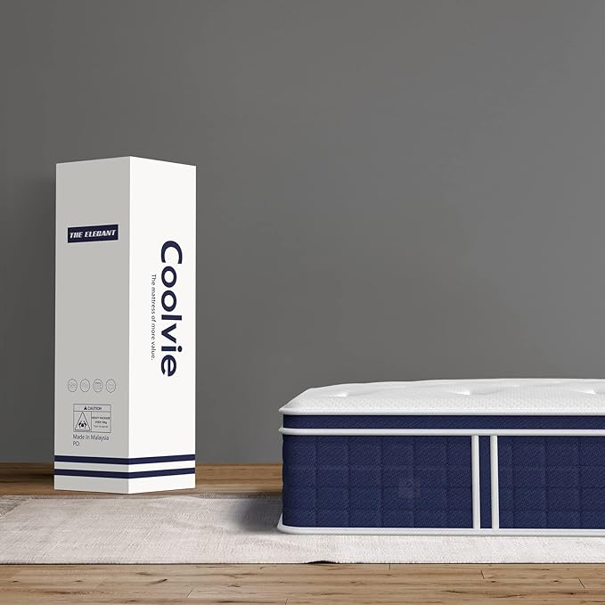 Coolvie Queen Mattress Firm, Strong Coils Hybrid Mattresses for Extra Lumbar & Hip Support, Cooling Knit Fabric Cover- CertiPUR-US® Certified Foam/ 80x60x12, 12 Inch Mattress Queen Size in a Box