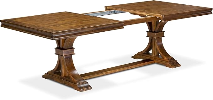LEMA9-AWA-36 9 Pieces Kitchen Table Set Includes a Rectangular Dining Table and 8 Light Beige Polyester Fabric Dining Chairs, Antique Walnut Finish