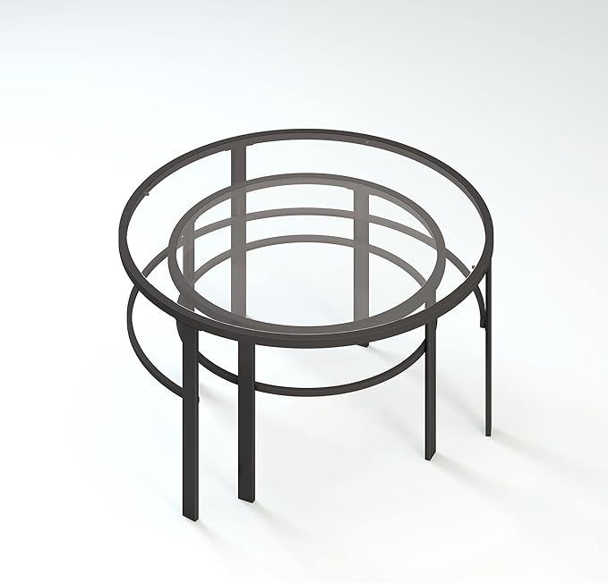Henn&Hart Round Nested Coffee Table in Blackened Bronze, Coffee Table coffee tables for living room, studio apartment essentials, 36" Wide